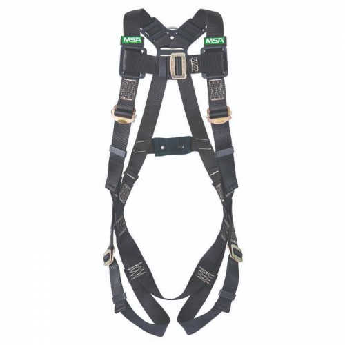 MSA 10152651, Workman Arc Flash Vest-Style Harness Back Steel D, Qwik-Fit leg straps, XSM, Black